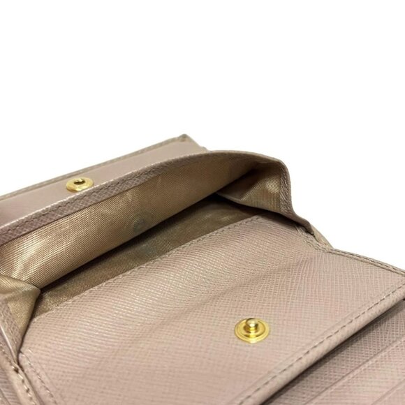 PRADA - 1MV204 Beige Leather Bifold Wallet - Picture 5 of 5